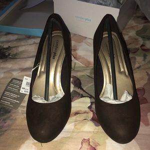 Brown suede heels